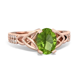 Peridot Celtic Knot 8X6 Oval Engagement 14K Rose Gold ring R26448VL