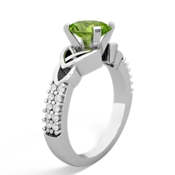 Peridot Celtic Knot 8X6 Oval Engagement 14K White Gold ring R26448VL