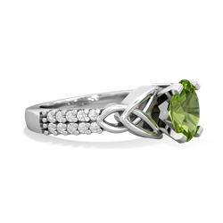 Peridot Celtic Knot 8X6 Oval Engagement 14K White Gold ring R26448VL