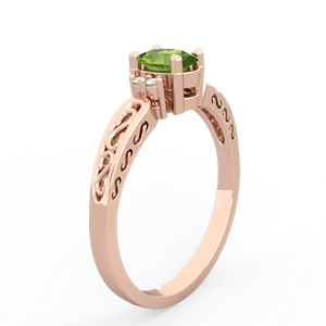 Peridot Filligree Scroll Oval 14K Rose Gold ring R0812