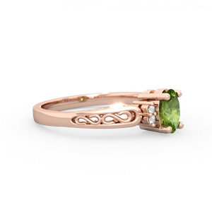 Peridot Filligree Scroll Oval 14K Rose Gold ring R0812