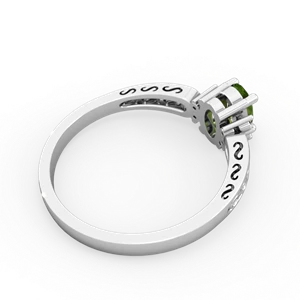 Peridot Filligree Scroll Oval 14K White Gold ring R0812