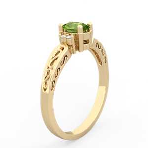 Peridot Filligree Scroll Oval 14K Yellow Gold ring R0812