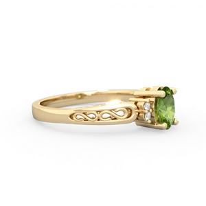 Peridot Filligree Scroll Oval 14K Yellow Gold ring R0812