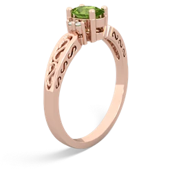 Peridot Filligree Scroll Oval 14K Rose Gold ring R0812