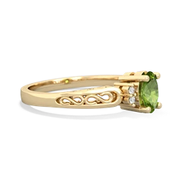 Peridot Filligree Scroll Oval 14K Yellow Gold ring R0812