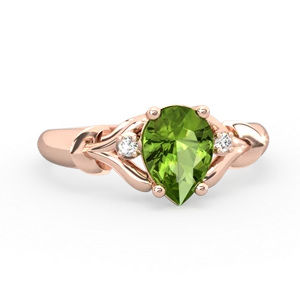 Peridot Precious Pear 14K Rose Gold ring R0826