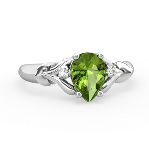 Peridot Precious Pear 14K White Gold ring R0826