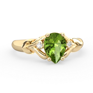 Peridot Precious Pear 14K Yellow Gold ring R0826