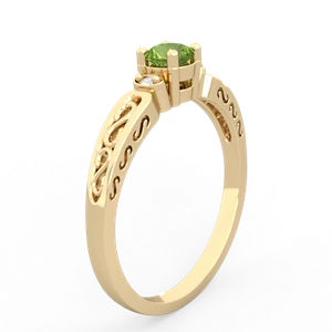 Peridot Filligree Scroll Round 14K Yellow Gold ring R0829