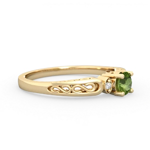 Peridot Filligree Scroll Round 14K Yellow Gold ring R0829