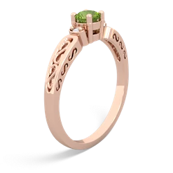 Peridot Filligree Scroll Round 14K Rose Gold ring R0829