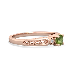 Peridot Filligree Scroll Round 14K Rose Gold ring R0829