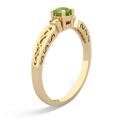 Peridot Filligree Scroll Round 14K Yellow Gold ring R0829