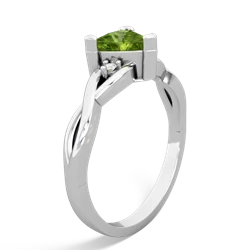 Peridot Trillion Twist 14K White Gold ring R2104