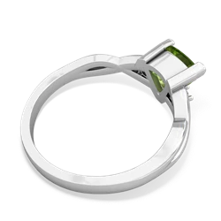 Peridot Trillion Twist 14K White Gold ring R2104