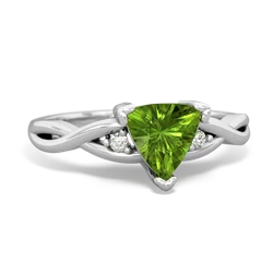 Peridot Trillion Twist 14K White Gold ring R2104