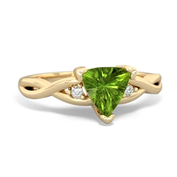 Peridot Trillion Twist 14K Yellow Gold ring R2104