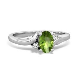 Peridot Elegant Swirl 14K White Gold ring R2173