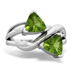 Peridot Split Band Swirl 14K White Gold ring R2341