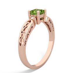 Peridot Filligree Scroll Square 14K Rose Gold ring R2430