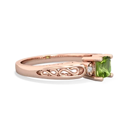 Peridot Filligree Scroll Square 14K Rose Gold ring R2430