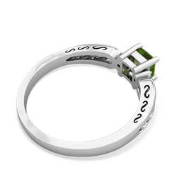 Peridot Filligree Scroll Square 14K White Gold ring R2430