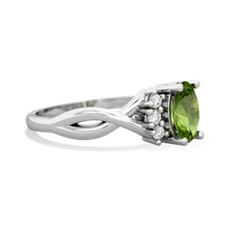 Peridot Victorian Twist 14K White Gold ring R2497