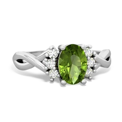 Peridot Victorian Twist 14K White Gold ring R2497