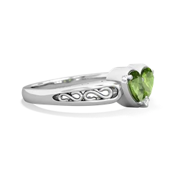 Peridot Filligree 'One Heart' 14K White Gold ring R5070