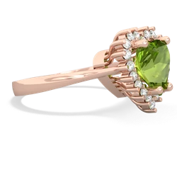 Peridot Sparkling Halo Heart 14K Rose Gold ring R0391