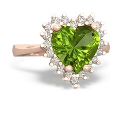 Peridot Sparkling Halo Heart 14K Rose Gold ring R0391