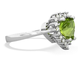 Peridot Sparkling Halo Heart 14K White Gold ring R0391