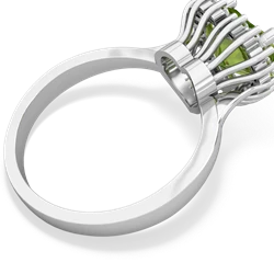 Peridot Sparkling Halo Heart 14K White Gold ring R0391