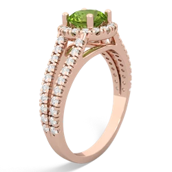 Thumbnail for Peridot Pave Halo 14K Rose Gold ring R5490 - side view