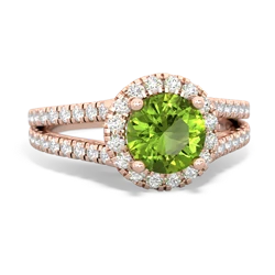Thumbnail for Peridot Pave Halo 14K Rose Gold ring R5490 - top view