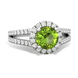 Peridot Pave Halo 14K White Gold ring R5490