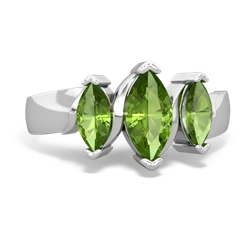 Peridot Three Peeks 14K White Gold ring R2433