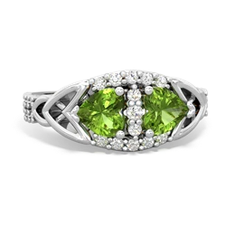 Peridot Sparkling Celtic Knot 14K White Gold ring R2645