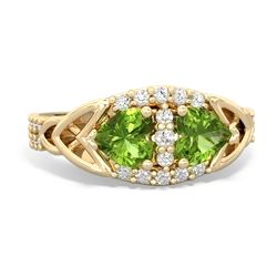 Peridot Sparkling Celtic Knot 14K Yellow Gold ring R2645