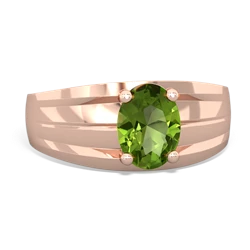 Peridot Men's Two Lane 14K Rose Gold ring R0363