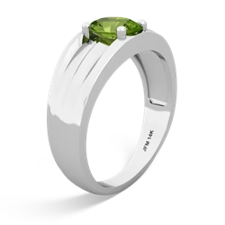 Peridot Men's Two Lane 14K White Gold ring R0363