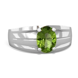 Peridot Men's Two Lane 14K White Gold ring R0363