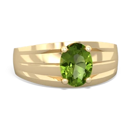 Peridot Men's Two Lane 14K Yellow Gold ring R0363