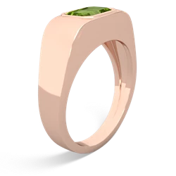 Peridot Men's Emerald-Cut Bezel 14K Rose Gold ring R0410