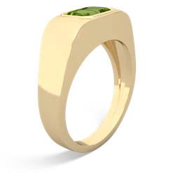 Peridot Men's Emerald-Cut Bezel 14K Yellow Gold ring R0410