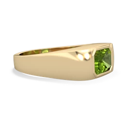 Peridot Men's Emerald-Cut Bezel 14K Yellow Gold ring R0410