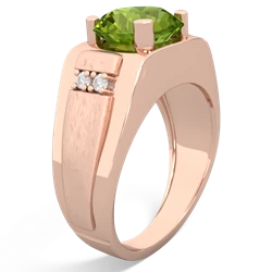 Peridot Men's 9Mm Round 14K Rose Gold ring R1822