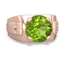 Peridot Men's 9Mm Round 14K Rose Gold ring R1822