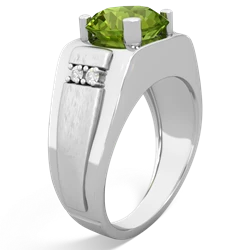 Peridot Men's 9Mm Round 14K White Gold ring R1822